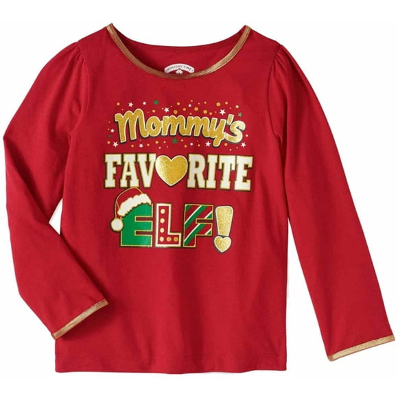 Holiday Catalog Toddler Girls Mommys Favorite Elf Christmas Snowflake  Santa Hat Tee Shirt
