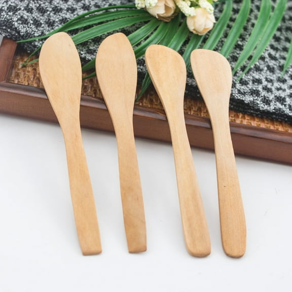 Toyvian 4Pcs Natural Lotus Wood Bread Knives with Comfortable Handle for Kitchen Use Beige
