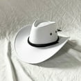 thumbnail image 3 of iiniim Felt Cowboy Hat American Western Wide Brim Sun Hat Outdoor Riding Drawstring Hat White One Size, 3 of 3