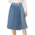 thumbnail image 1 of Falda plisada de cintura alta Allegra K hasta la rodilla retro para mujer Azul polvoriento M, 1 of 5