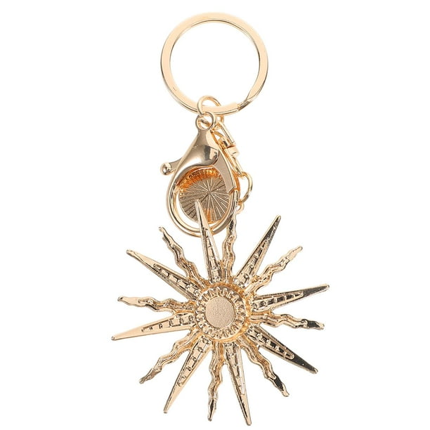 Llavero de sol de metal, llavero de coche, monedero, bolso, colgante para mujer, niña, bolso, mochila, decoración para llaves de coche, dorado