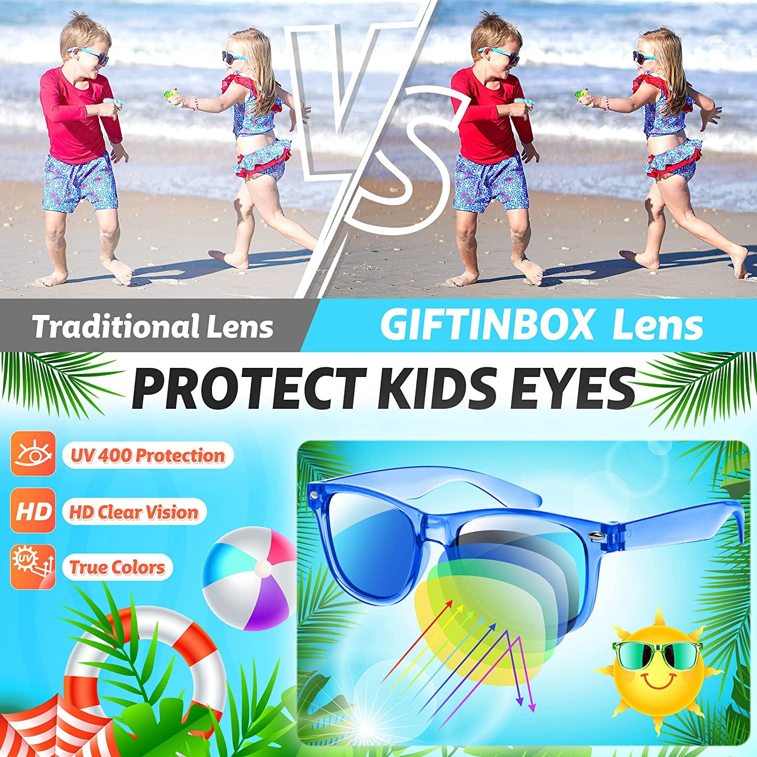 Prociv 24 Pack Kids Sunglasses Bulk, Kids Sunglasses Party Favor, Neon Translucent Sunglasses with UV400 Protection, Boys Girls Age 3-8, Beach Pool Birthday Party Supplies