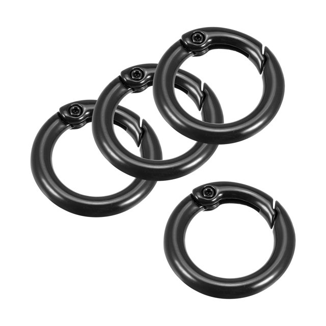Unique Bargains Round Spring O Rings, 25mm/ 0.98' Trigger Buckle Snap Black, 4Pack