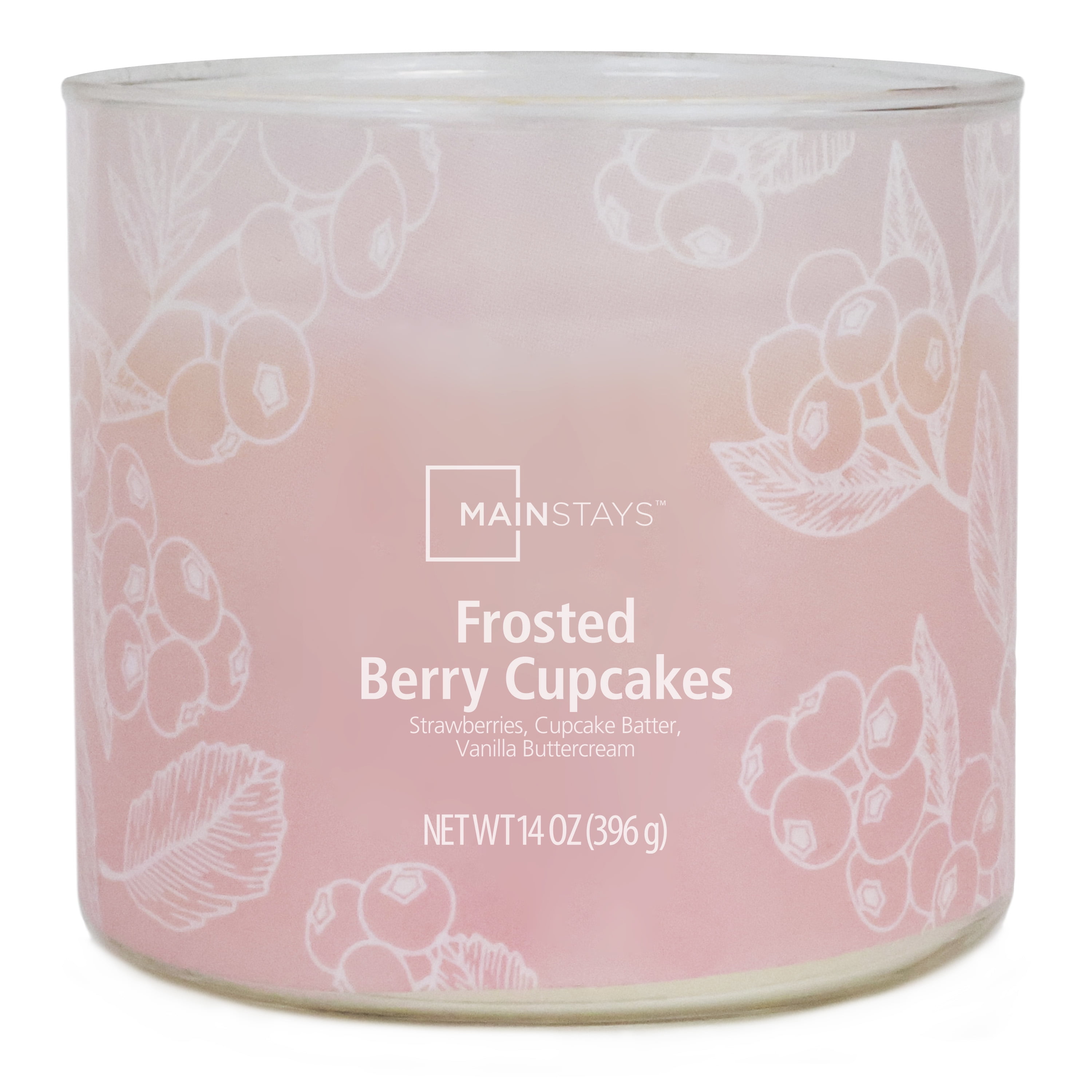 Mainstays 3-Wick Textured Wrapped Frosted Berry Cupcake Scented Candle, 14 oz, MAINSTAYS PL MS 14OZ BERRY