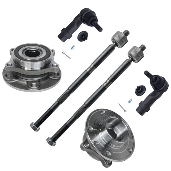 Detroit Axle - 6pc Front Wheel Bearing and Hub Assembly & Inner Outer Tie Rod Links Replacement for 2013-2016 Dodge Dart/for 2015-2017 200