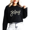 thumbnail image 4 of Jesus Sweatshirt for Women - Pearl Script Christian Faith Crewneck Pullover Black Sweatshirt Adult Small, 4 of 7