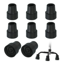 Quad Cane Tips 5/8 Inch, 8 Pcs Replacement Foot for Standing Stick Women Men Seniors, Black(Style 2)