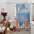 thumbnail image 2 of Ocean Corals Shower Curtains for Bathroom, Summer Beach Coral Sea Stars Blue Stripes Washable Fabric Shower Curtain with Hooks Waterproof Bathroom Decor Sets, 72 x 78 Inches, 2 of 9