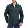 thumbnail image 4 of INSPIRE CHIC Men's Long Sleeve Lapel Full Zip Up Solid Color Casual Lined Jacket M Dark Blue, 4 of 6