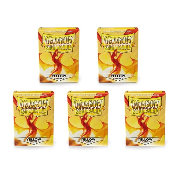 5 Packs Dragon Shield Matte Yellow Standard Size 100 ct Card Sleeves Value Bundle!