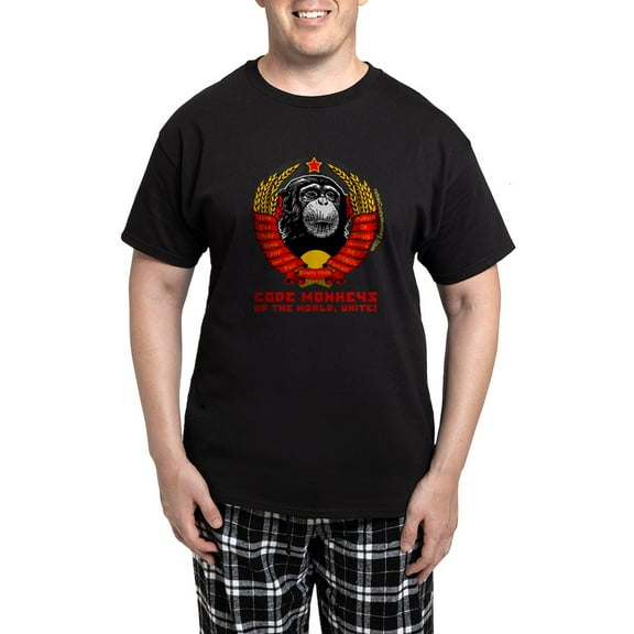 CafePress - Code Monkeys Of The World, Unite! Men's Dark Pajam - Men's Dark Loose Fit Cotton Pajama Set