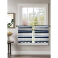 thumbnail image 2 of Sheer Curtains 45 Inch Length 2 Panels Set for Kitchen, Dark Blue Gray Semi Sheer Curtains for Windows, Horizontal Stripe Minimalist Geometric Voile Window Treatments Rod Pocket Curtain, 2 of 7