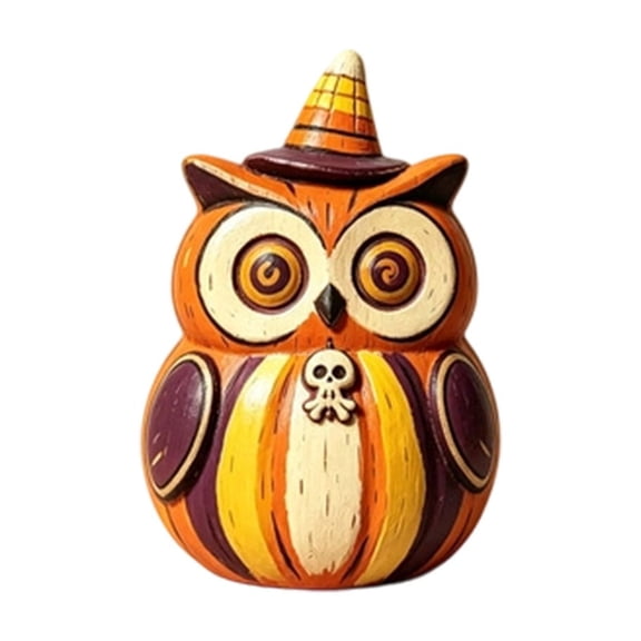 WWG Wood Halloween Figurine, Handcrafted Carved Decorative Ornament, 5.91x4.72x0.63 Inches, 0.20 Pounds, Stable Bottom Design for Home Decor, Party Decorations, Office Decor, Fall Decor
