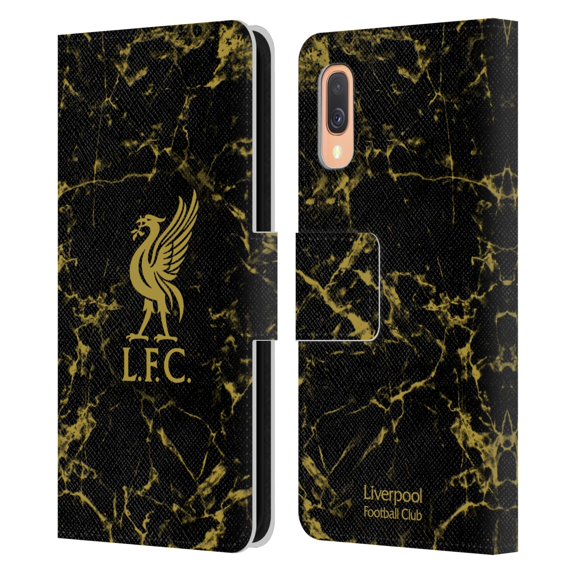 Head Case Designs Officially Licensed Liverpool Football Club Crest & Liverbird Patterns 1 Black & Gold Marble Leather Book Wallet Case Cover Compatible With Samsung Samsung Galaxy A40 (2019)