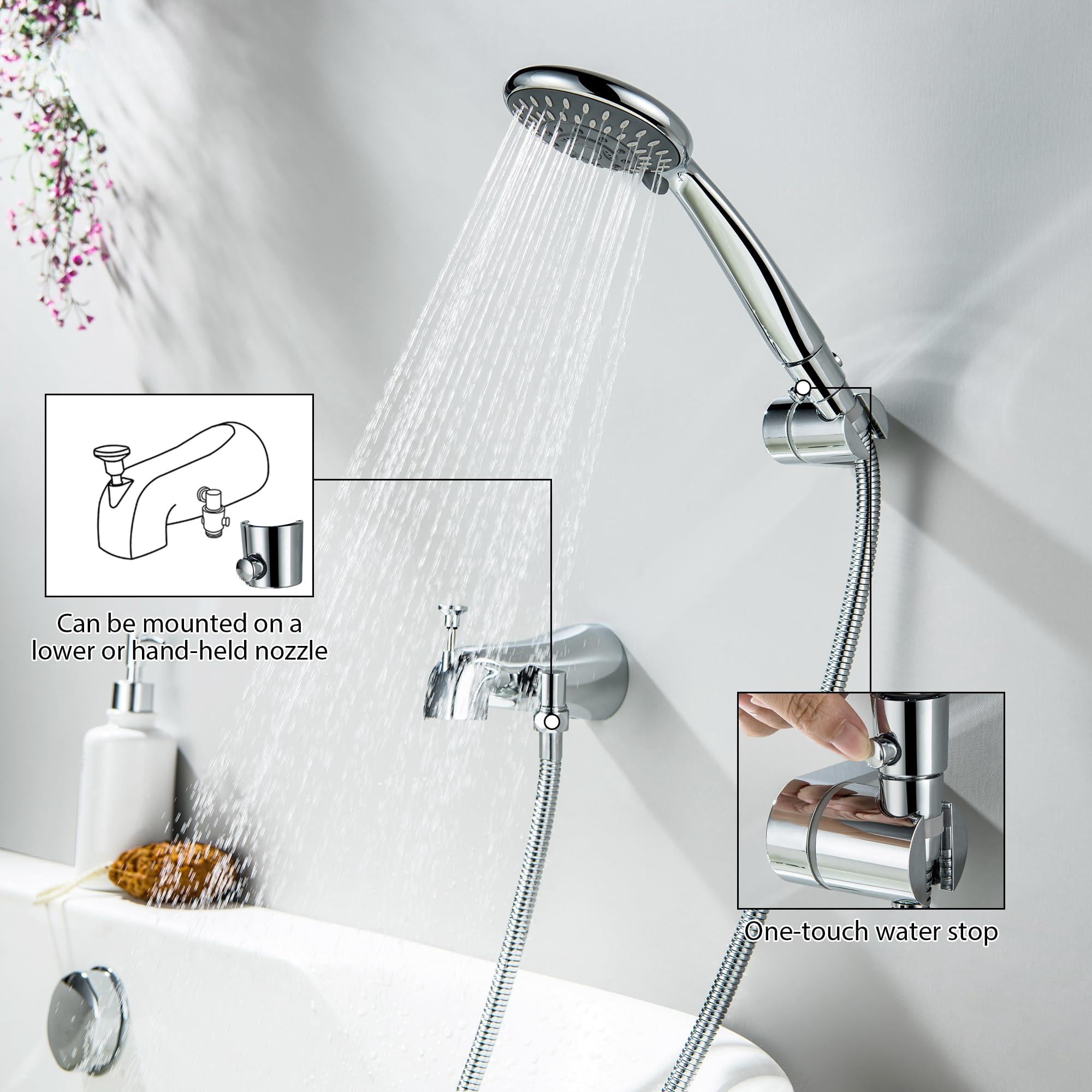 Chrome Tub Spout With Diverter, All Metal Bathtub Faucet Set