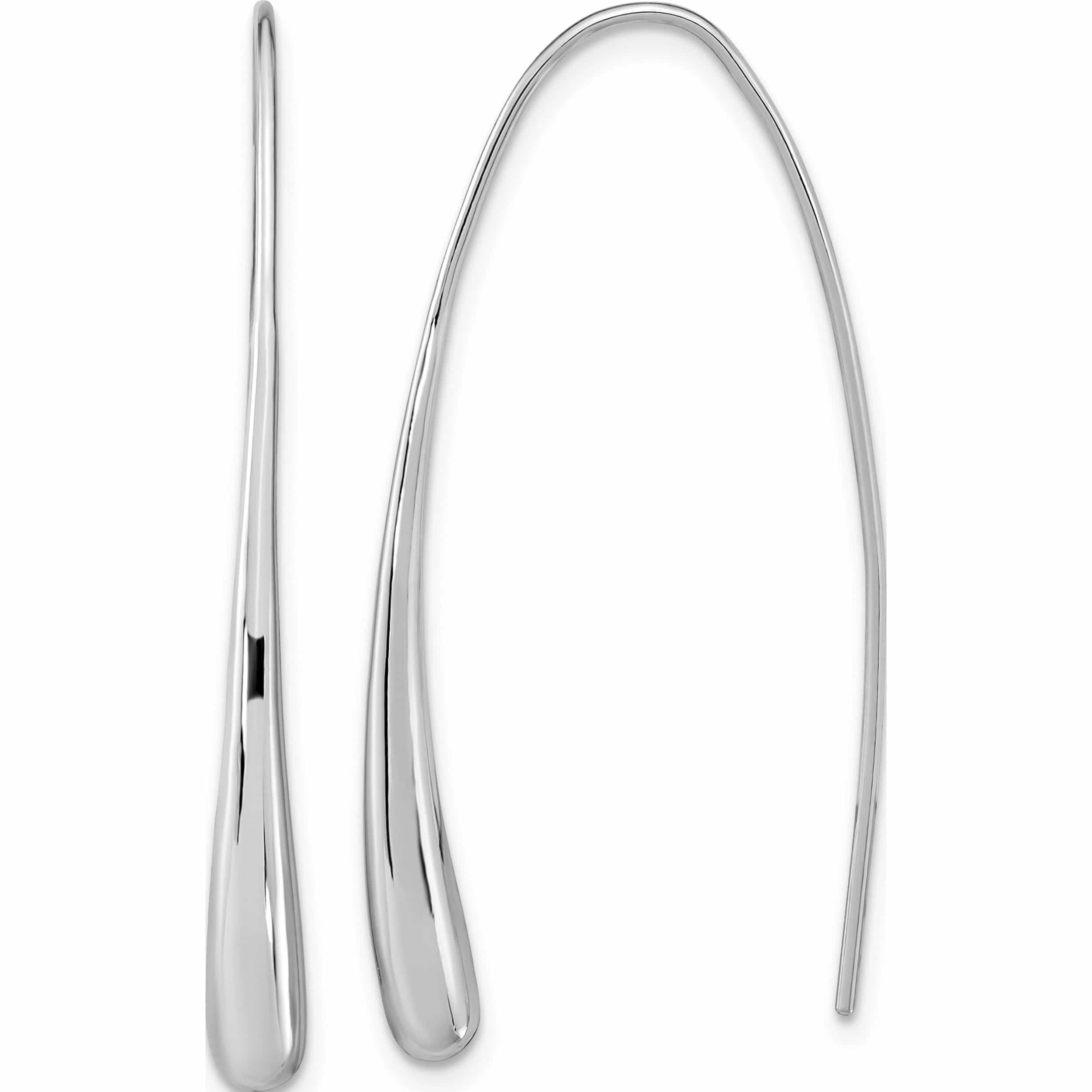 Sterling Silver Rh-Plated Polished Teardrop Threader (41 X 3) Made In Thailand -Jewelry By Sweet Pea