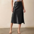 thumbnail image 5 of Fgnfyis Women's Satin Silk High Waist Midi Skirt with Slit Detail Elastic Waistband for a Elegant Trendy Skirt Black L, 5 of 6