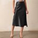 thumbnail image 4 of Falda midi de satén y seda de cintura alta con abertura para mujer - Cintura elástica y bajo fluido para fiestas y bodas, para todas las estaciones, 4 of 6