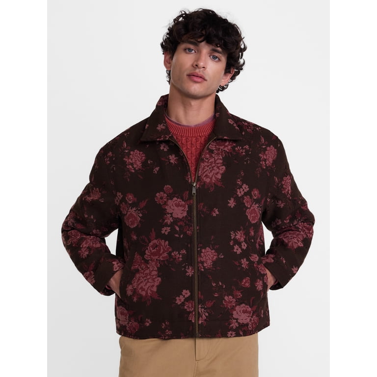 No Boundaries Men's Boxy Fit Floral Jacquard Jacket photo 2