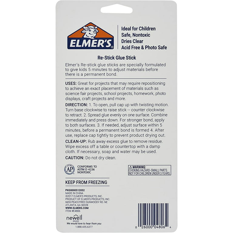 Elmer's Re-Stick School Glue Sticks, 0.28-Ounces, 3 Count