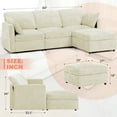 thumbnail image 4 of ACMEASE 84” Chenille 3 Seats Sofa W/Movable Ottoman, Modern Fabric L-Shaped Couch with Soft Backrest, Upholstered Sectional Sofa with Armrest Pillows for Living Room, Office, Beige, 4 of 7