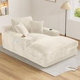 thumbnail image 2 of Rophefx 75.9" Oversized Chair Chaise Lounge Indoor, Cloud Sofa Bed with Cup holder,Sleeper Reading Chair Couch for Living Room, Bedroom,Beige, 2 of 9