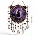 thumbnail image 3 of Halloween Crystal Wind Chime, Lightweight Acrylic Build, Silent Swaying Beads, Spooky Motif, Easy Window Wall Hanging (Witch), 3 of 7