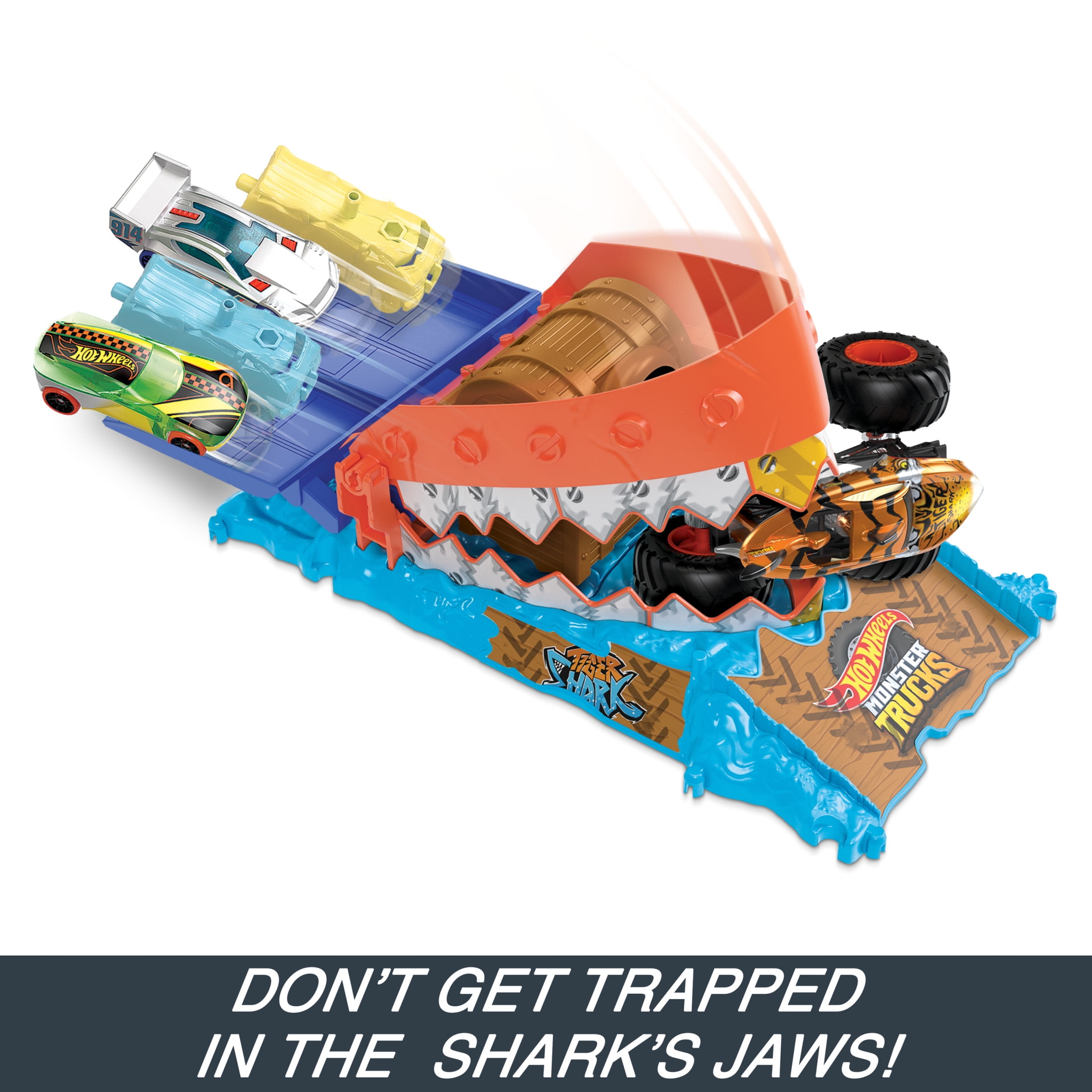 Hot Wheels Monster Trucks Arena Smashers Treasure Chomp Challenge Playset