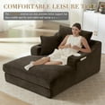 thumbnail image 6 of Muumblus Indoor Chaise Lounge with Cup Holders, No Assembly Required, Oversized Upholstered Lounge Chair Sofa Bed for Living Room, Bedroom, Apt., Brown Corduroy, 6 of 13