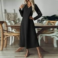 thumbnail image 6 of Ashirexll Midi Dresses for Women, Womens Long Sleeve Dresses, V-Neck Long Sleeve Casual Solid Color Spring Summer, 6 of 7