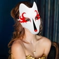 thumbnail image 5 of Máscara blanca en blanco, máscara de zorro pintada a mano, estilo japonés, máscara artesanal DIY para disfraz de mascarada de Halloween, Cosplay, 5 of 5