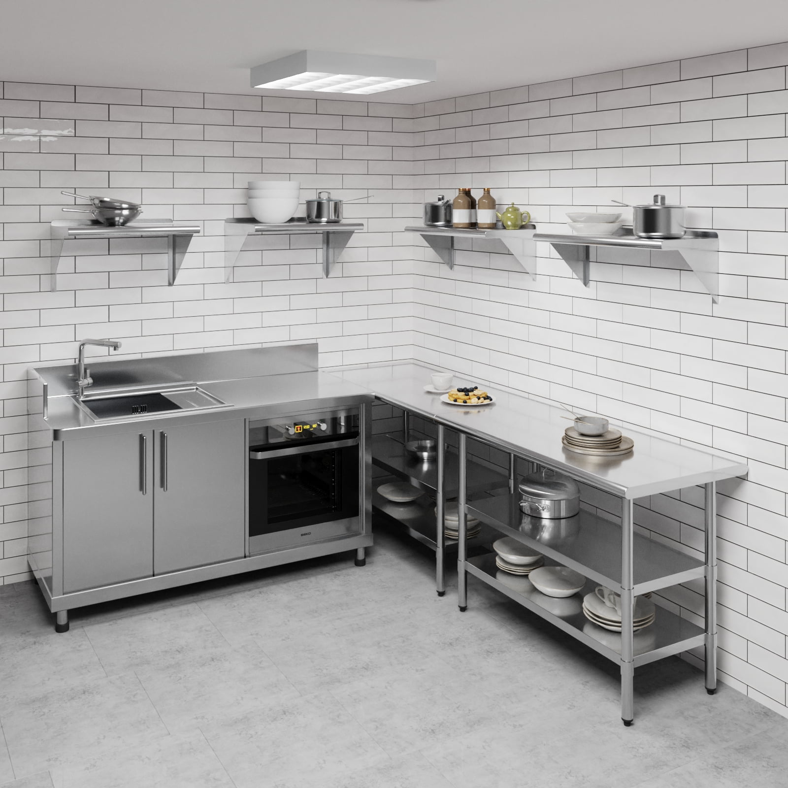 AmGood 12 in. x 30 in. Stainless Steel Wall Shelf | NSF Certified | Appliance & Equipment Metal Shelving | Kitchen, Restaurant, Garage, Laundry, Utility Room