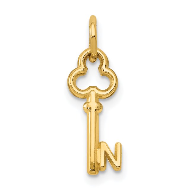 14k Yellow Gold Dainty Letter N Initial Name Monogram Necklace Charm Pendant