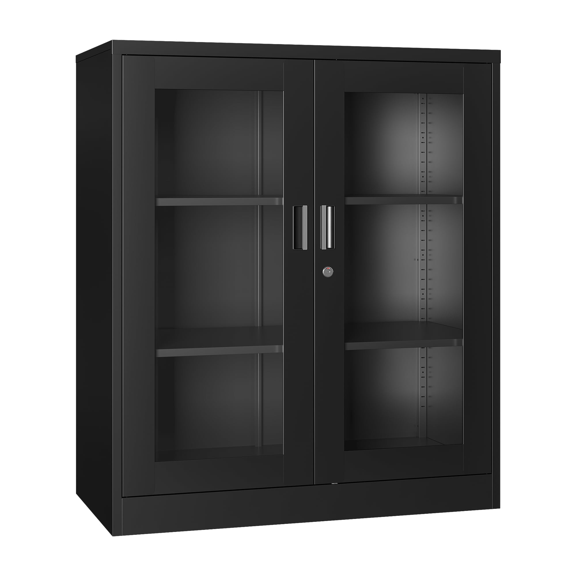 STANI 35.4"H Metal Storage Cabinet Steel Office Storage Locker,Black Locking Tool Cabinets for Office,Home, Assembly Required