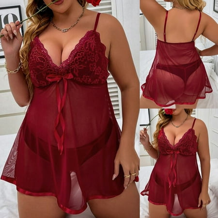 

Munlar Lingerie For Women Womens Underwear Women s Fashion Plus Size Sling Soild Sexy Lingerie Lace Nightdress