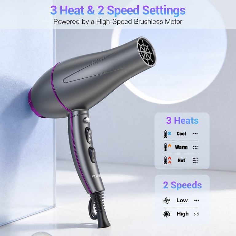 NEXPURE Ionic Hair Dryer with Diffuser, 2000W Professional Blow