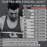 Men’s Cordura Textile Motorcycle Riding Jacket – Waterproof Touring Coat with EVA Foam Armor Padding Grey Size-L