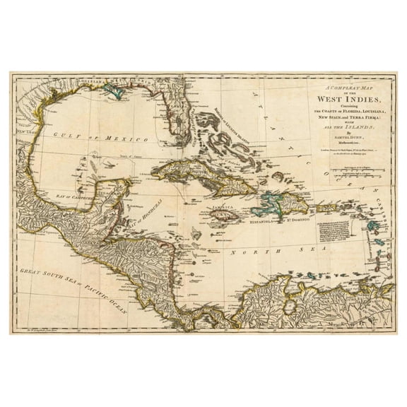 Global Gallery's 'A Complete Map of the West Indies, 1776' By Robert Sayer Unframed Giclee on Paper Print