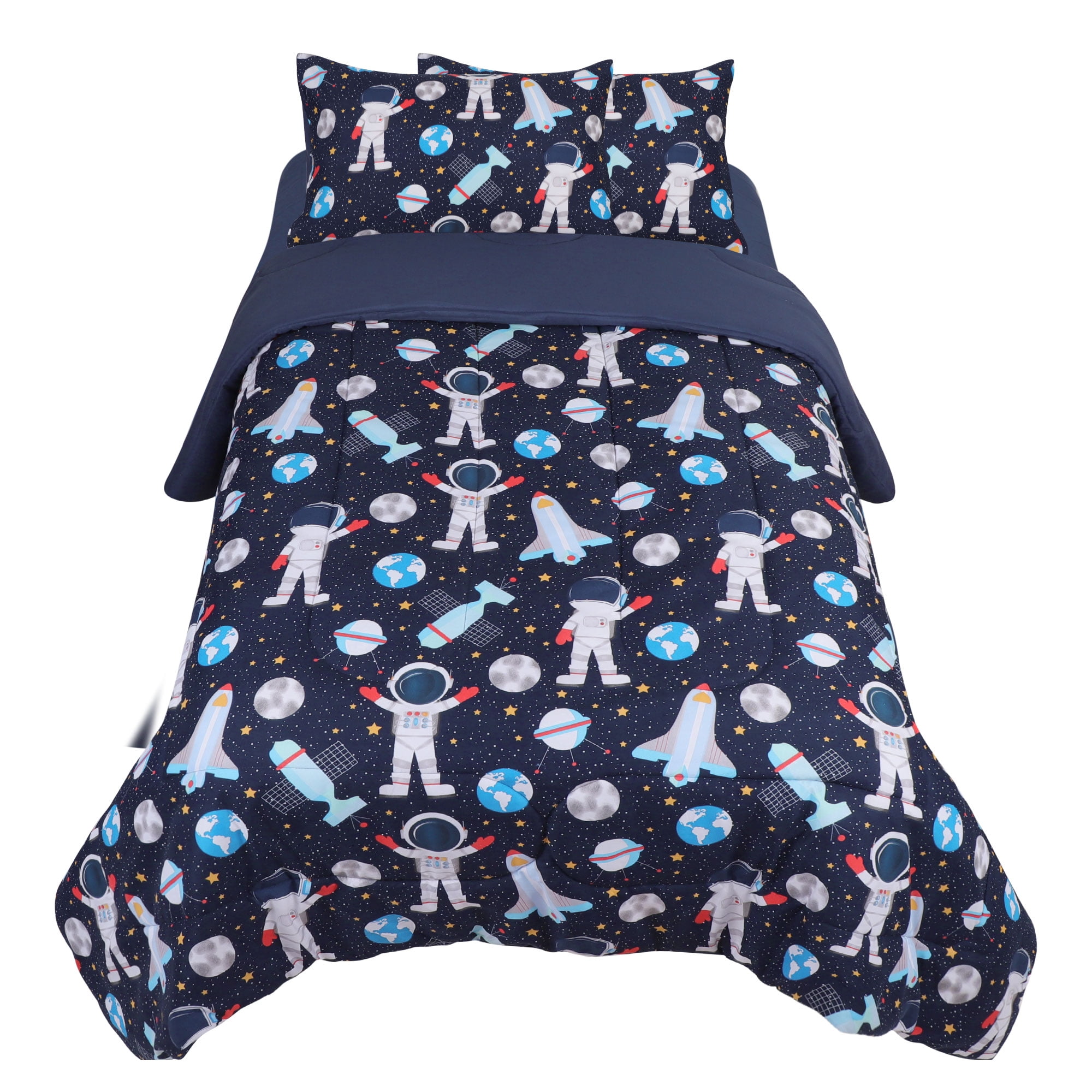 5Piece Kid's Room Microfiber Bed Comforter Set, Full, Space Astronaut
