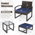 thumbnail image 3 of Gymax Furniture Set Patio Rattan Conversation Set for BalconyPorch Backyard Outdoor Navy, 3 of 9