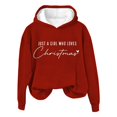 thumbnail image 2 of Red Zipper Hoodies For Women, Polyester Womens Zip Up Hoodies, Just A Girl Who Loves Christmas Sweatshirt Xmas Sweater For Women Crewneck Pullover Tops Funny Christmas Shirt Gifts, 2 of 3