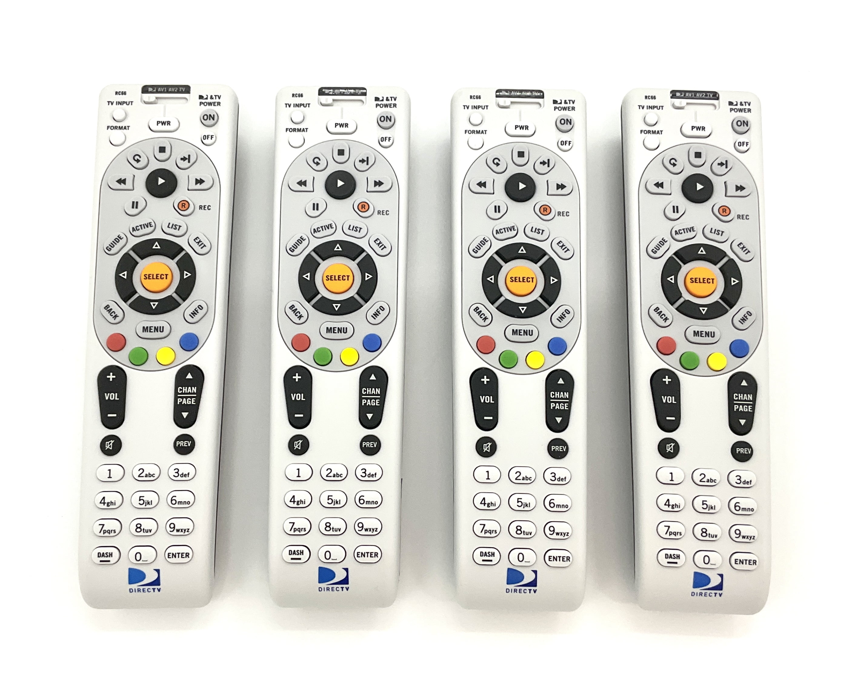 (4 Pack) Replacement DirecTV RC66 Universal IR Remote Control for TV