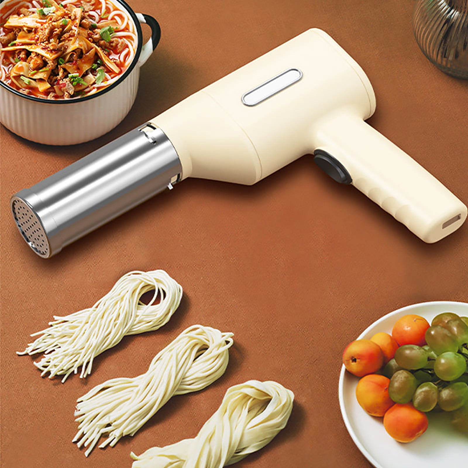 Electric Pasta Maker, Handheld Electric Pasta Noodle Maker Machine with 4  Molds, 4 Hours Quick Charge and 19 Seconds Quick Pressing Noodle, One  Button