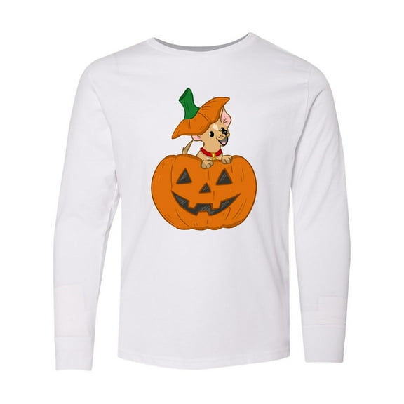 Inktastic Halloween Chihuahua Pumpkin Long Sleeve Youth T-Shirt