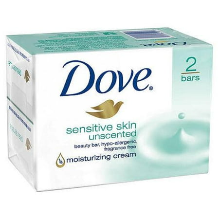 Dove Unscented Beauty Bar, Sensitive Skin 4 oz, 2 ea (Pack ...