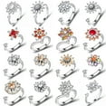 thumbnail image 2 of EOEMY Exquisite Rotating Flowers Crystal Open Ring Adjustable Women Wedding Jewelry-#14, 2 of 9