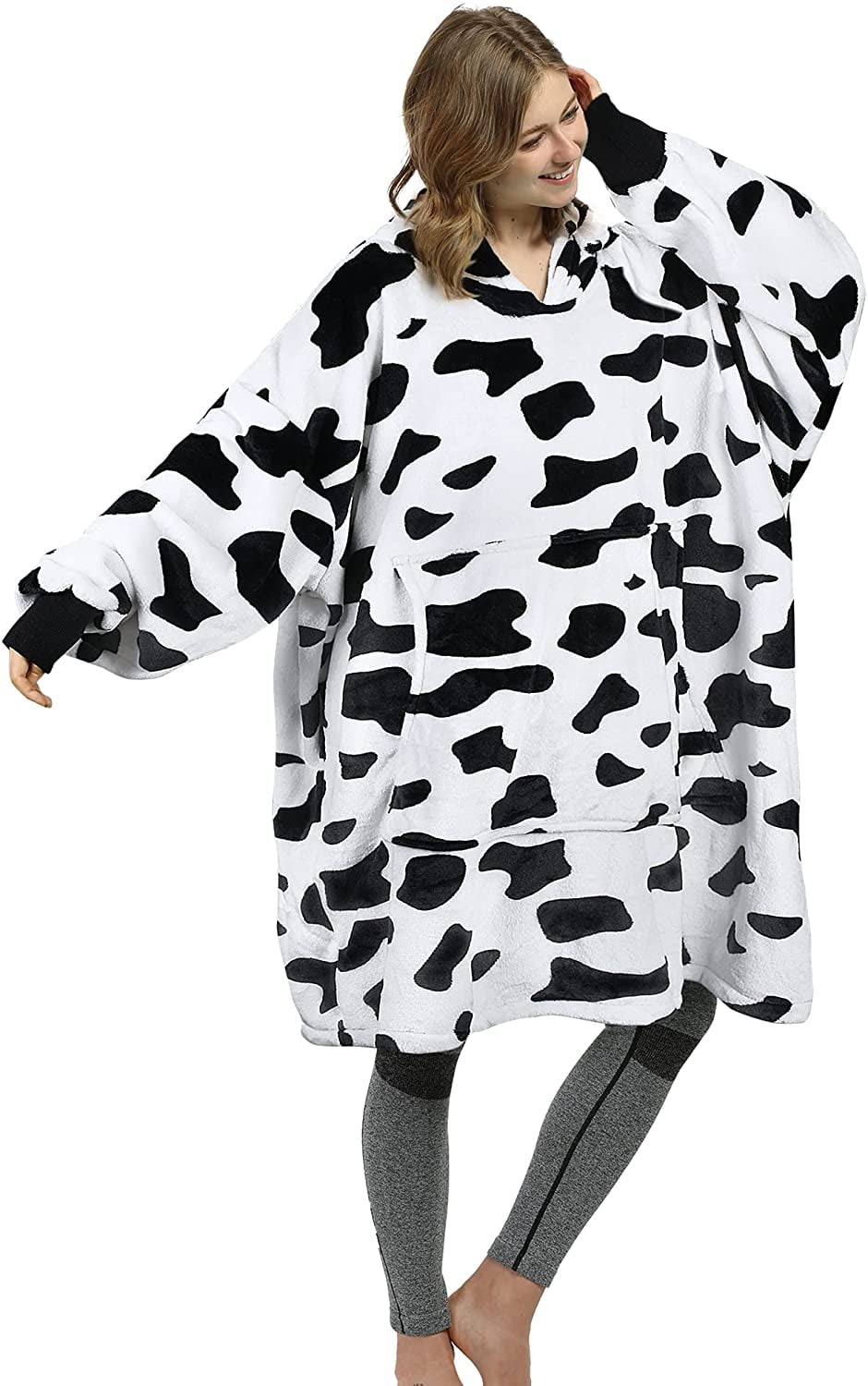 HHHC Cow Print Oversized Blanket Hoodie 