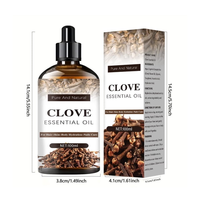 Aceite esencial de clavo para el rostro - 100 ml Cuidado de la piel Refrescante, iluminador, hidratante y nutritivo Una esencia