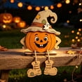 thumbnail image 3 of Wooden Halloween Pumpkin Decoration 6 in - Natural Wood Tabletop Ornament Sign Accent Display for Fireplace Mantel Shelf Tiered Tray Fall Harvest Decor Accent, 3 of 7