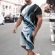 thumbnail image 2 of Mens Pantalones Casuales Cuello Redondo Impresión de Manga Corta Blusa Y Pantalones Cortos Traje, Pantalones de Traje para Hombres, 2 of 7